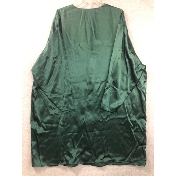 Solange Nightgown Womens Size 22/24 Satin Button-Down Dark Green Lace Trim Plus - Picture 8 of 8